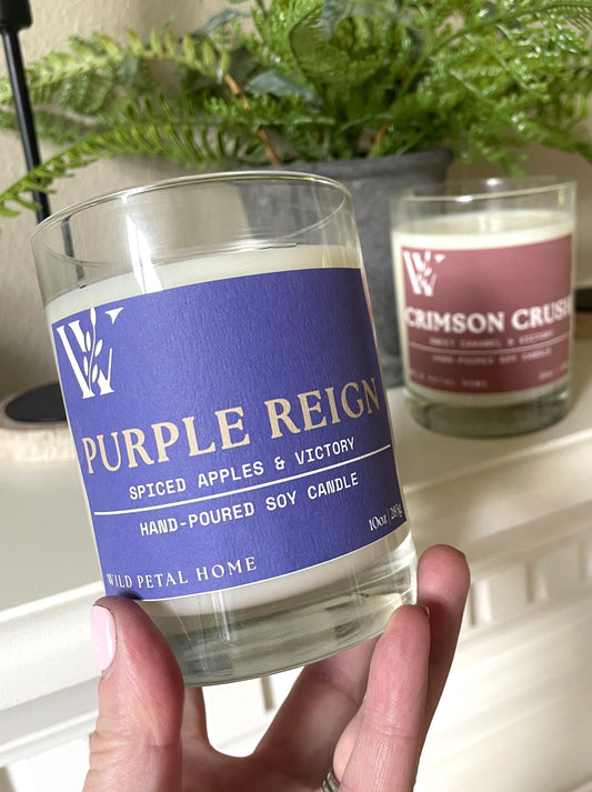 Purple Reign College Football Candle
