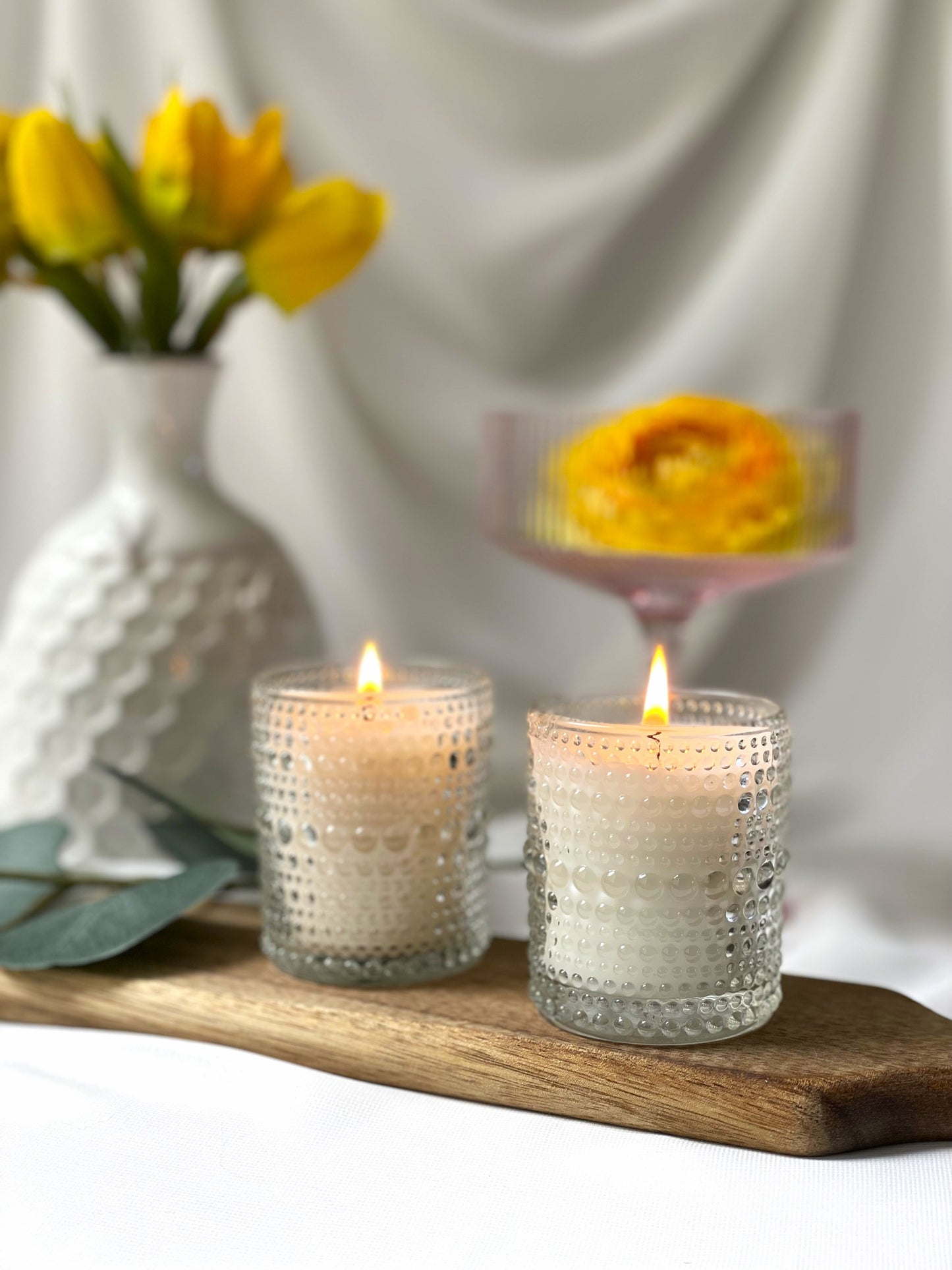 Clear Beaded Votive Candle Set of 2