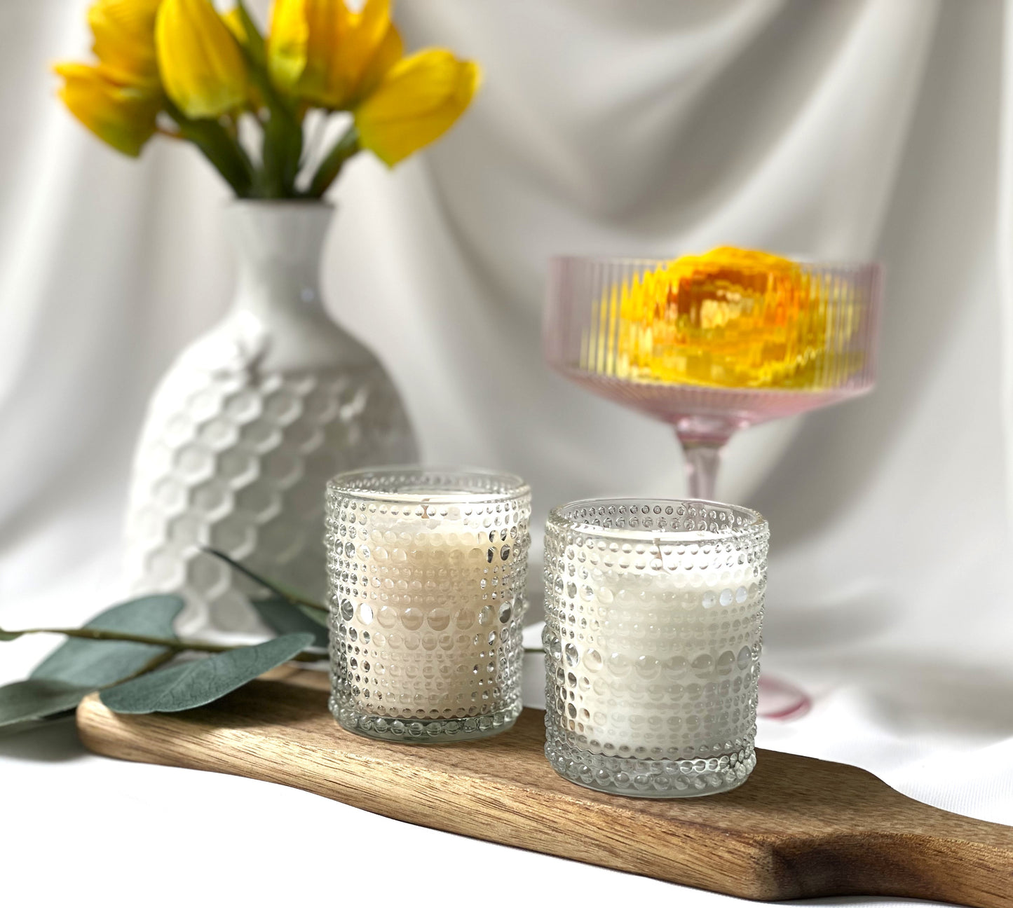 Clear Beaded Votive Candle Set of 2