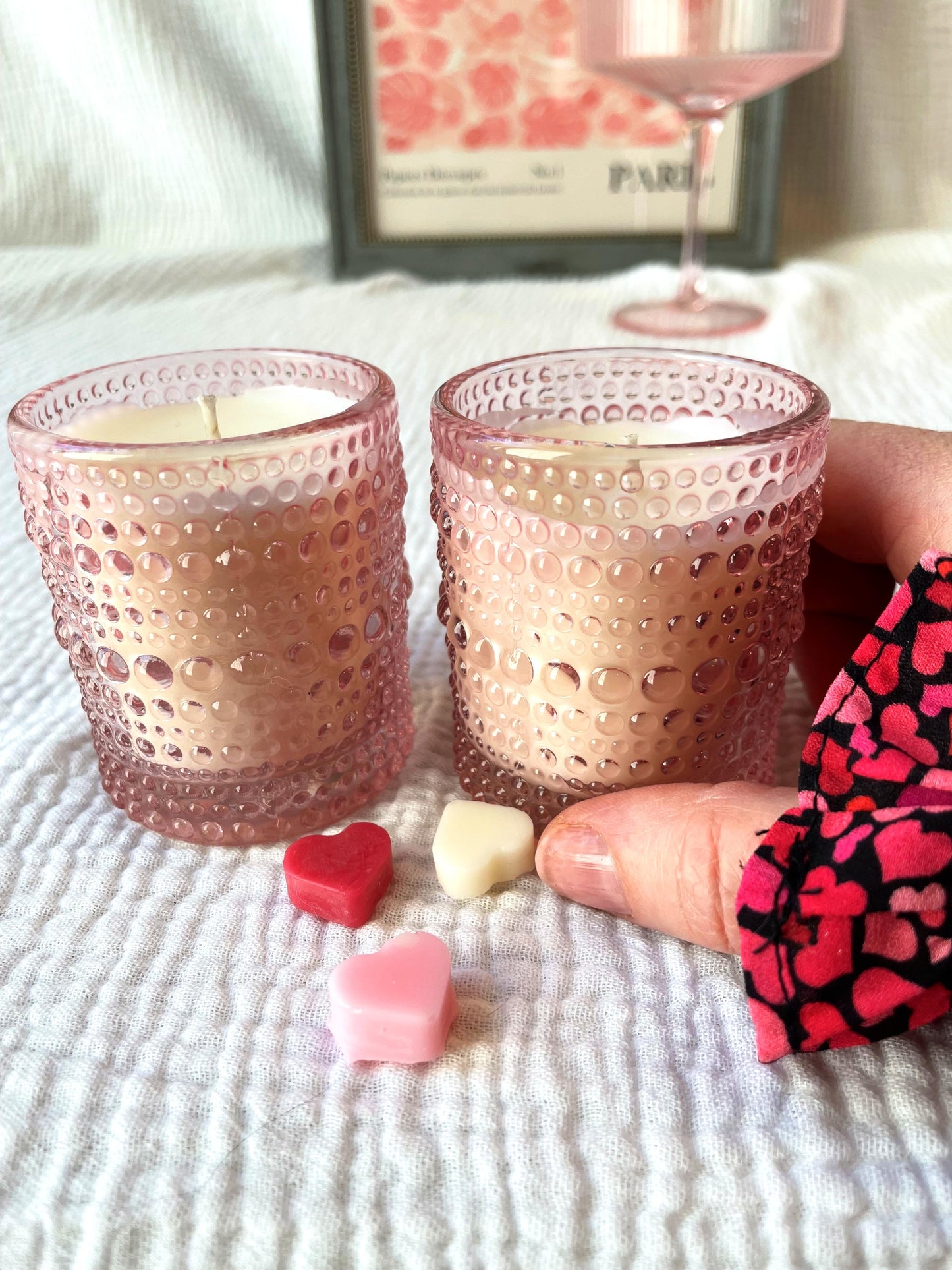 Pink Beaded Votive Candle Set of 2